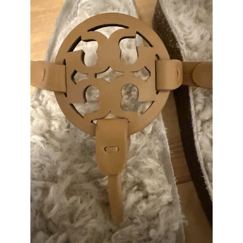 Tory Burch MILLER CLOUD Sandal Cork Shearling Caramel Size 8 Style 86568